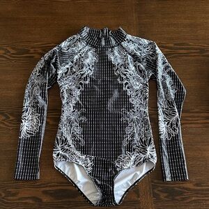 Black and White Floral Women's One Piece Swimsuit